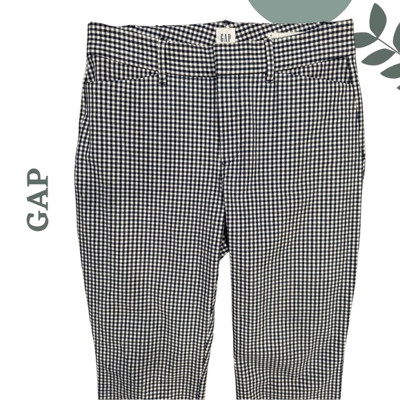 🛍️3/$40 GAP Navy Blue and White Checkered Pants Ankle Length Size 6 - Picture 4 of 6